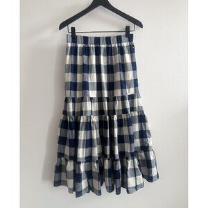 Uniqlo JW Anderson Tiered Skirt Navy Blue Buffalo Plaid Small NWT